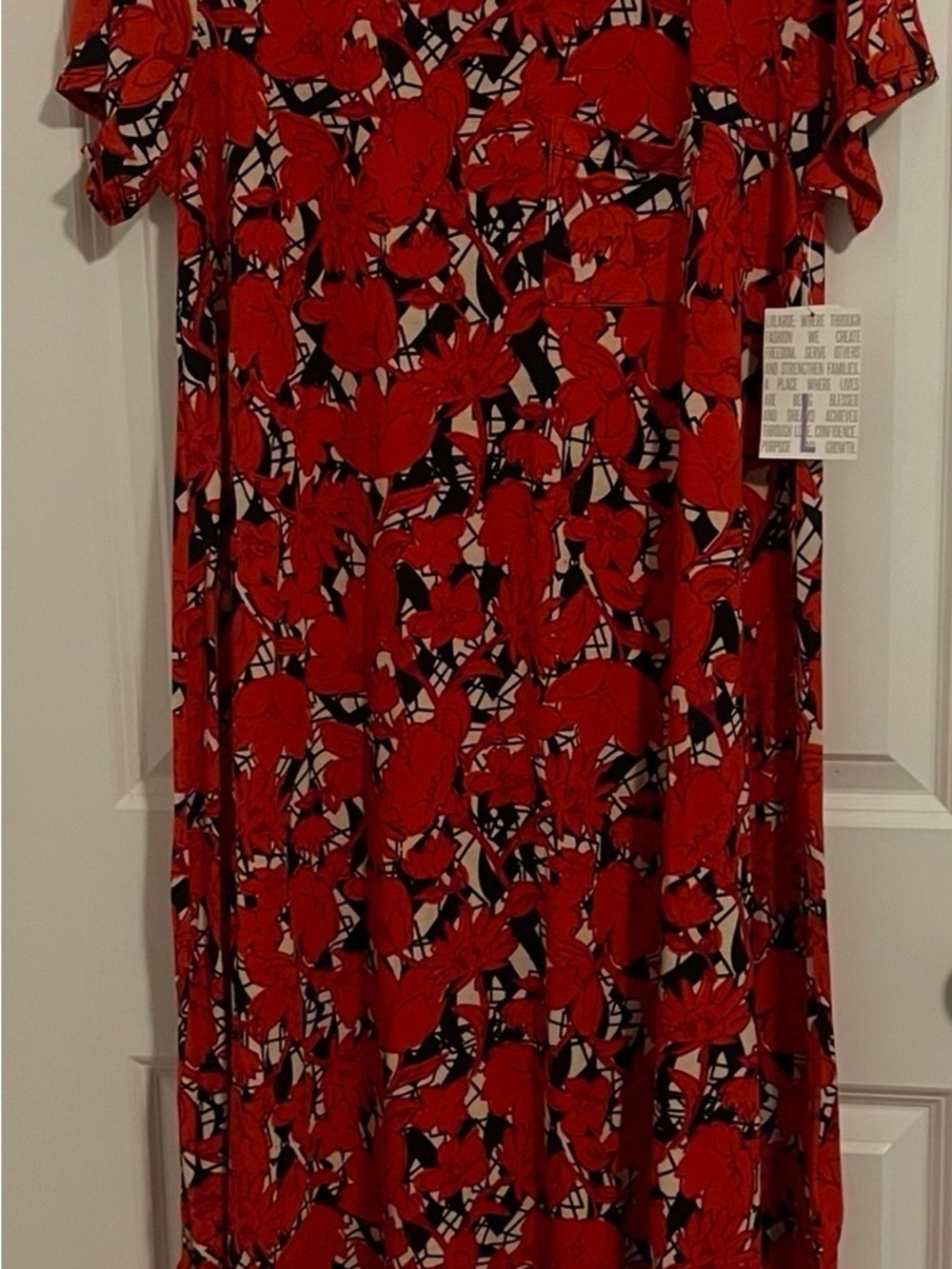 LuLaRoe Carly Red Black White High-Low Dress